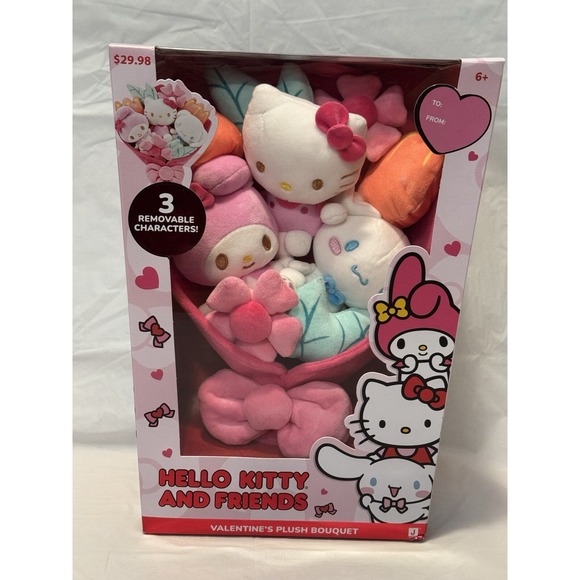 NEW Hello Kitty And Friends Valentines Plush Bouquet 3 Removable Characters 2025 - Picture 1 of 6